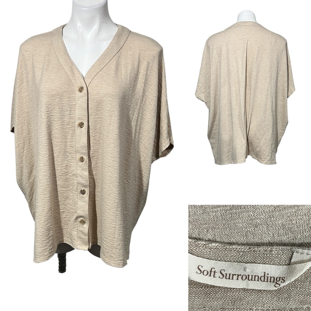 Soft Surroundings Patrice button-down shirt S/M oversized casual cottagecore